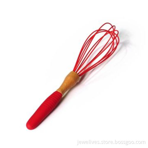 Food-grade Silicone Kitchen Red with Wooden Handle, Food Safe